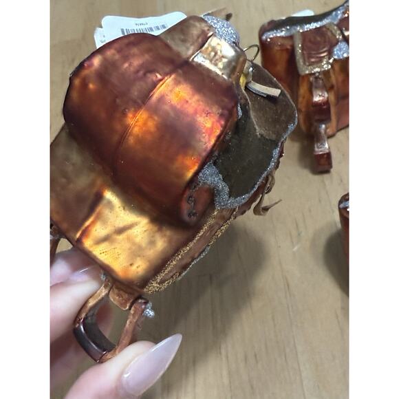 4x Horse Saddle Glass Ornament Americana Western NEW Read! - Picture 4 of 5